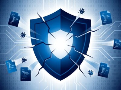 Shield icon with vulnerability bugs being patched by AI, representing OpenAI Patch the Planet initiative