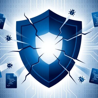 Shield icon with vulnerability bugs being patched by AI, representing OpenAI Patch the Planet initiative