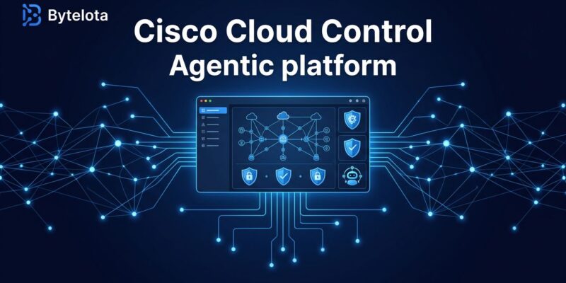 Cisco Cloud Control agentic platform showing AI agents managing enterprise IT infrastructure with MCP integration and unified network topology