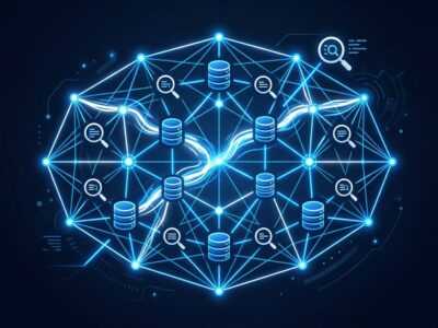 Valkey 9.1 distributed cache cluster with hybrid search capabilities showing interconnected nodes and data streams