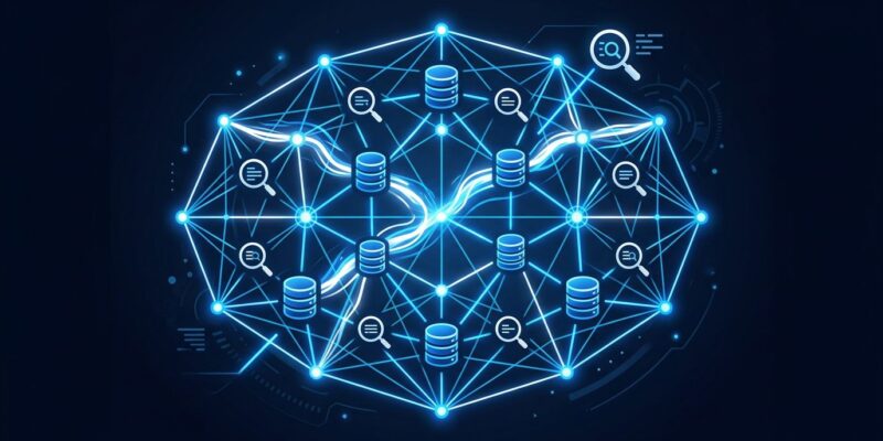 Valkey 9.1 distributed cache cluster with hybrid search capabilities showing interconnected nodes and data streams