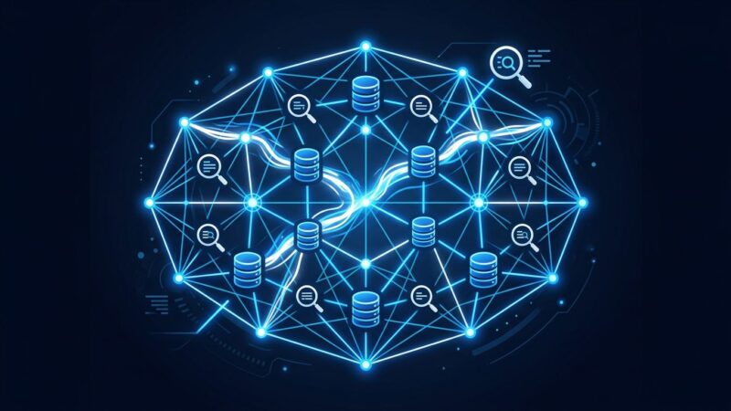 Valkey 9.1 distributed cache cluster with hybrid search capabilities showing interconnected nodes and data streams