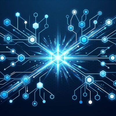Abstract visualization of Next.js 16.3 component tree with instant navigation flows in blue and white