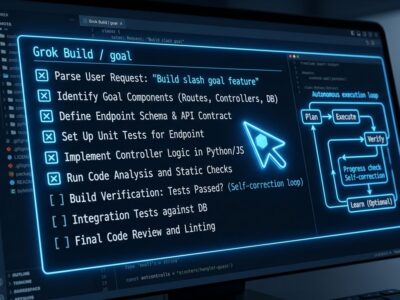 Grok Build slash goal autonomous execution mode terminal interface with task checklist