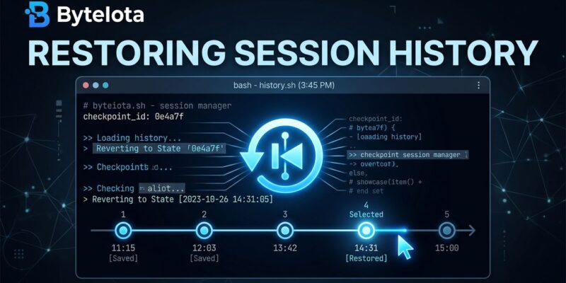 OpenCode v1.17 session snapshots interface showing checkpoint and revert controls in a terminal AI coding agent