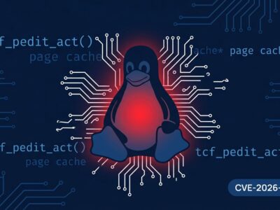Linux kernel pedit COW vulnerability CVE-2026-46331 diagram showing page cache poisoning exploit path