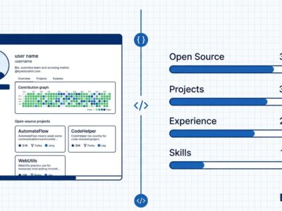 HackerRank ATS scoring rubric dashboard showing four categories: Open Source 35 points, Projects 30 points, Experience 25 points, Technical Skills 10 points