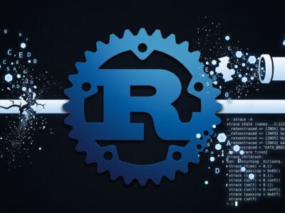 Rust gear logo with broken data pipe showing missing bytes, representing the hyper HTTP library race condition bug discovered by Cloudflare