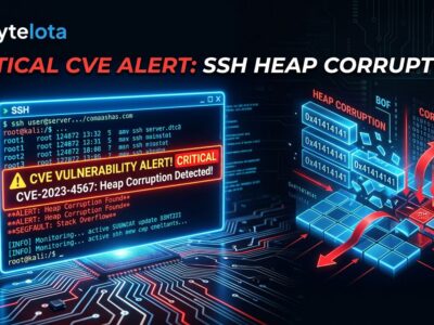 SSH terminal with CVE-2026-55200 heap overflow vulnerability warning