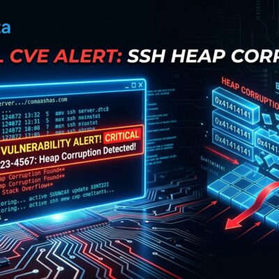 SSH terminal with CVE-2026-55200 heap overflow vulnerability warning