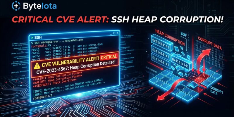 SSH terminal with CVE-2026-55200 heap overflow vulnerability warning