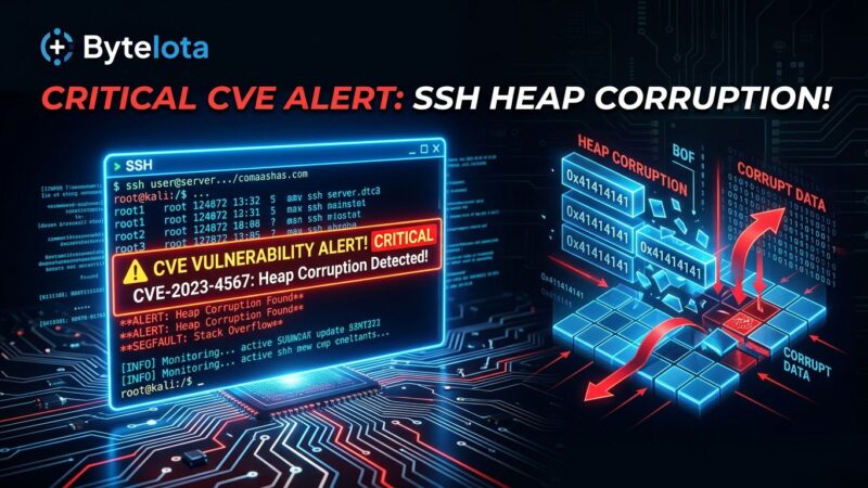 SSH terminal with CVE-2026-55200 heap overflow vulnerability warning