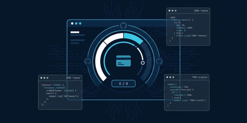 GitHub Copilot AI Credits metered billing dashboard showing token costs and developer budget planning