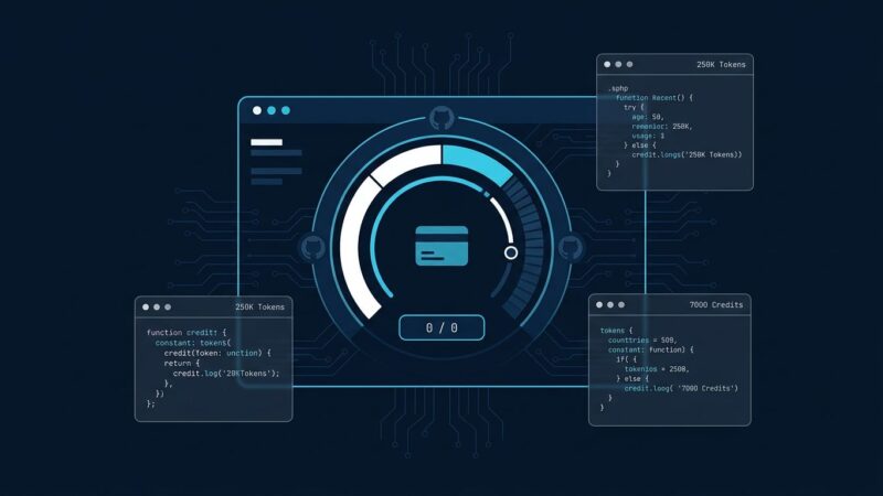 GitHub Copilot AI Credits metered billing dashboard showing token costs and developer budget planning