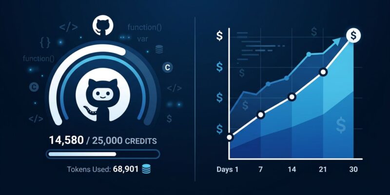 GitHub Copilot AI Credits billing meter showing token costs