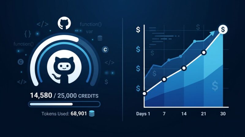 GitHub Copilot AI Credits billing meter showing token costs
