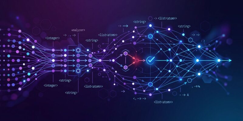 Elixir 1.20 gradual type system visualization with abstract nodes and type inference arrows