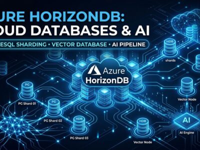 Azure HorizonDB database with neural network connections and vector search visualization
