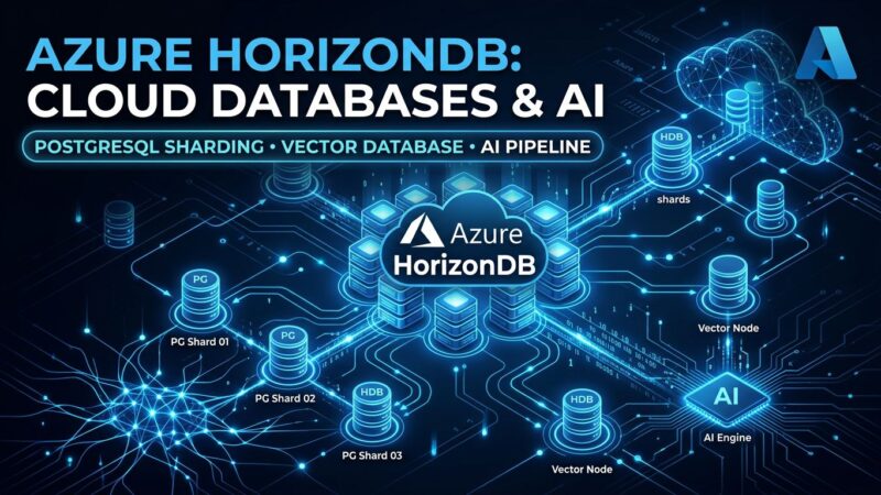 Azure HorizonDB database with neural network connections and vector search visualization