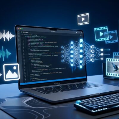 Gemma 4 open source AI model running locally on a laptop with multimodal capabilities