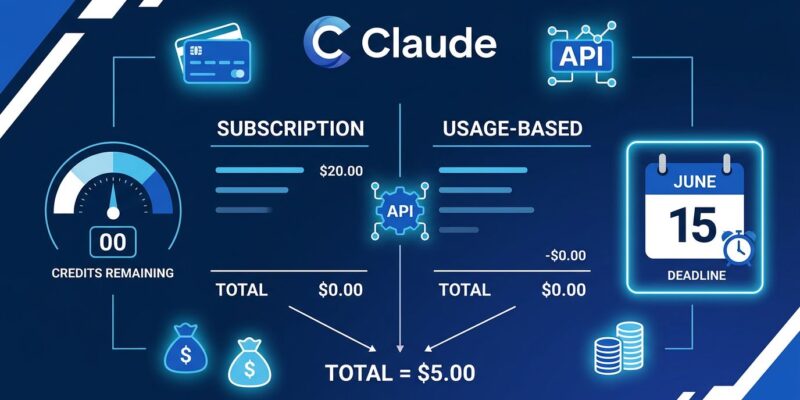 Claude Agent SDK billing split diagram showing credit pool system with June 15 deadline