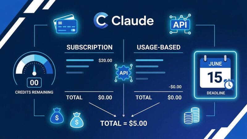 Claude Agent SDK billing split diagram showing credit pool system with June 15 deadline