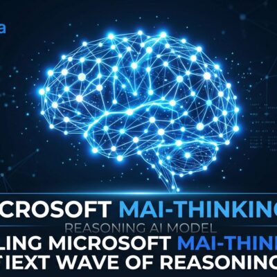 Microsoft MAI-Thinking-1 reasoning model neural network visualization with blue and white nodes on dark background