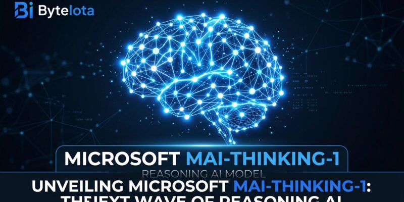 Microsoft MAI-Thinking-1 reasoning model neural network visualization with blue and white nodes on dark background