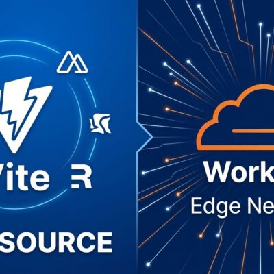 Split-screen illustration showing Vite open source ecosystem on the left and Cloudflare Workers platform on the right, representing the VoidZero acquisition