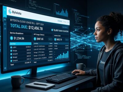 Developer looking at large AI coding tool invoice with token costs exceeding salary