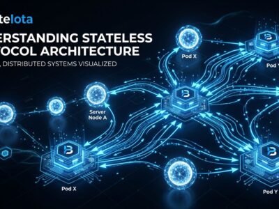 MCP stateless protocol architecture diagram showing distributed server nodes without sticky routing