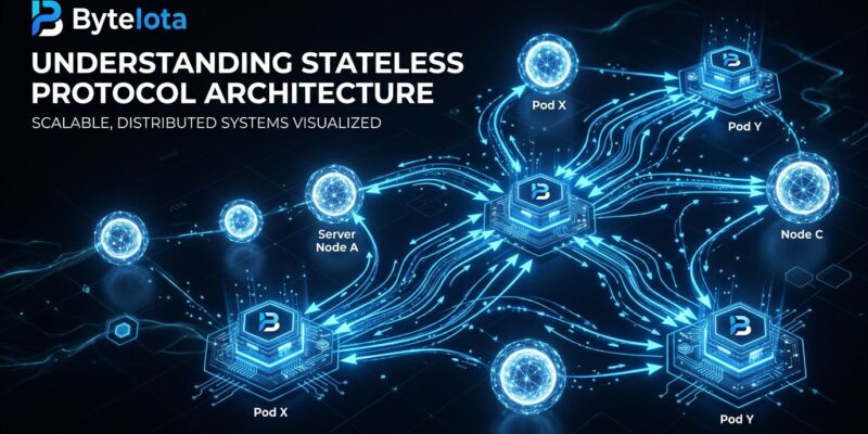 MCP stateless protocol architecture diagram showing distributed server nodes without sticky routing