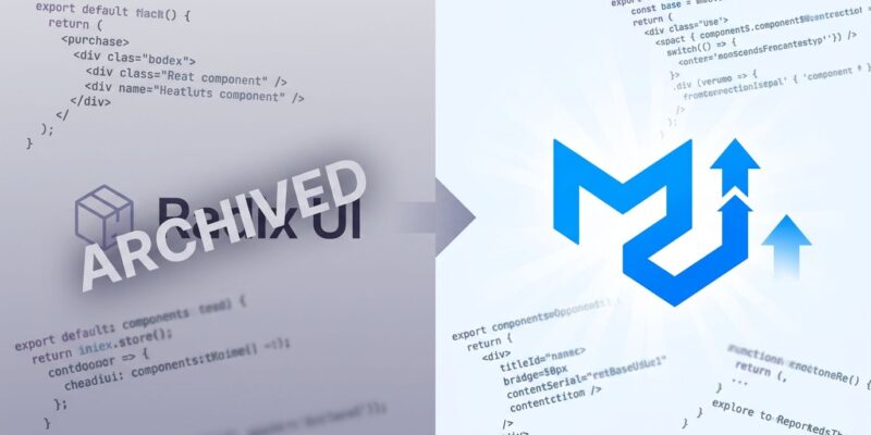 Split-screen comparison of Radix UI and Base UI component libraries, showing the shadcn/ui default switch