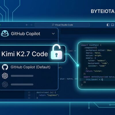 VS Code model picker showing Kimi K2.7 Code as the first open-weight model option in GitHub Copilot