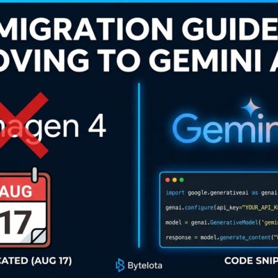 Split-screen showing deprecated Imagen 4 models on the left with a red X and August 17 deadline, and the new Gemini 3.1 Flash Image API on the right with Python migration code