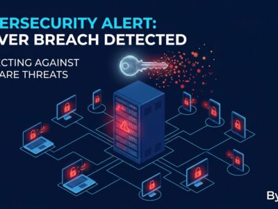 Server rack with warning indicators representing SimpleHelp CVE-2026-48558 authentication bypass vulnerability targeting MSP supply chains