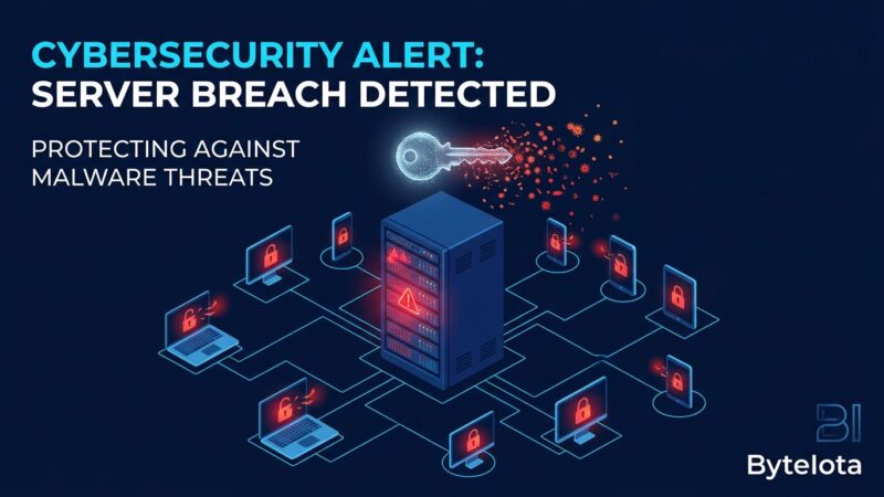 Server rack with warning indicators representing SimpleHelp CVE-2026-48558 authentication bypass vulnerability targeting MSP supply chains