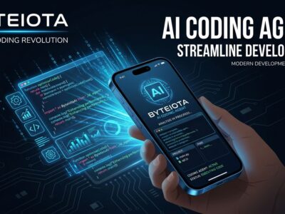Cursor iOS app showing AI coding agent interface on iPhone with blue holographic code streams