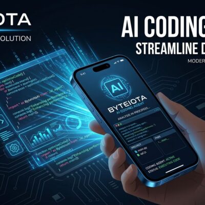Cursor iOS app showing AI coding agent interface on iPhone with blue holographic code streams