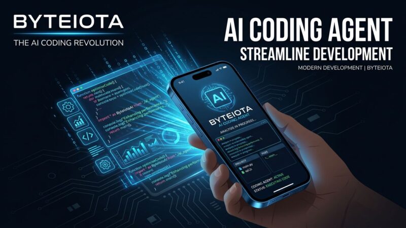 Cursor iOS app showing AI coding agent interface on iPhone with blue holographic code streams