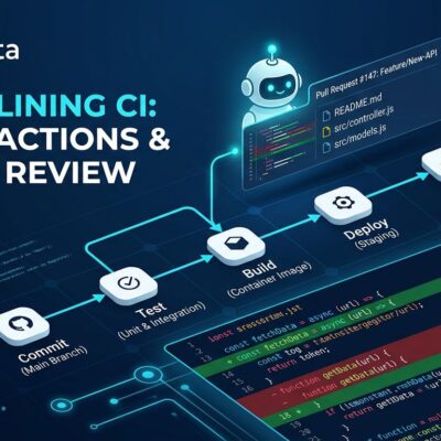 OpenAI Codex GitHub Action workflow diagram showing automated code review in a CI pipeline with GitHub Actions