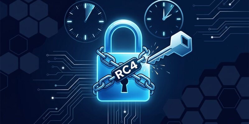 Windows Active Directory padlock with RC4 being replaced by AES encryption key — Kerberos RC4 deprecation final phase July 2026