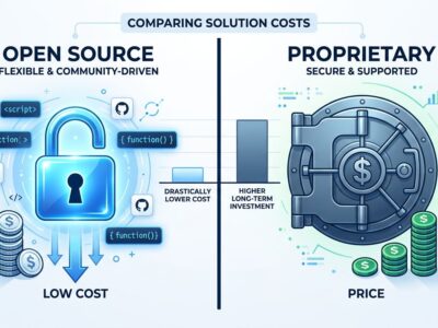 Split-screen comparison of open-source AI inference versus closed API costs, showing dramatic cost reduction with open-weight models