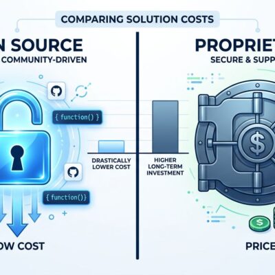 Split-screen comparison of open-source AI inference versus closed API costs, showing dramatic cost reduction with open-weight models