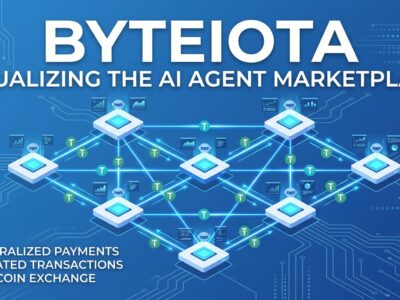 OKX AI Marketplace showing interconnected AI agents exchanging stablecoin payments