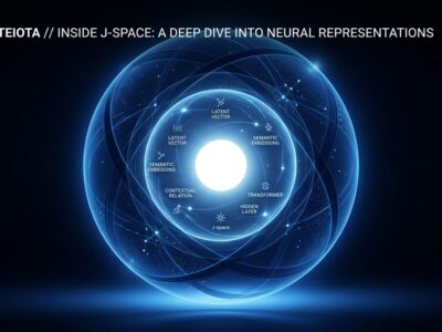 Neural network sphere with glowing internal workspace representing Anthropic J-space — Claude's hidden reasoning layer