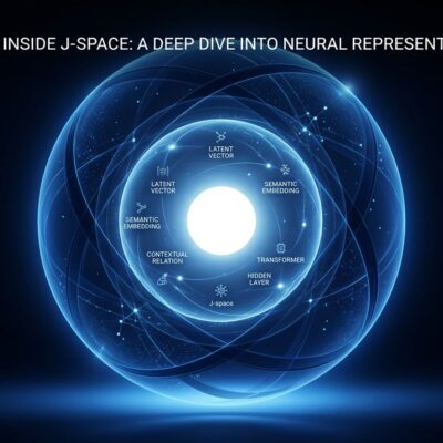 Neural network sphere with glowing internal workspace representing Anthropic J-space — Claude's hidden reasoning layer