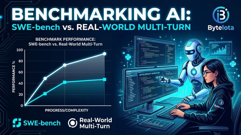 SWE-Together benchmark chart showing multi-turn vs single-shot coding agent evaluation, with diverging performance metrics for Claude Opus 4.8 and other models