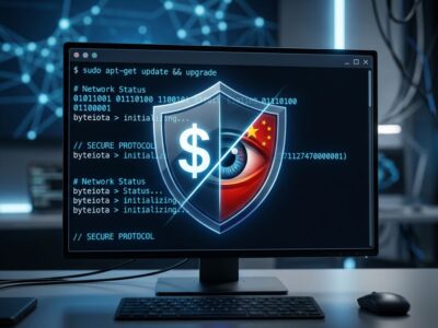 ZCode IDE terminal window with security shield showing free pricing vs China data risk