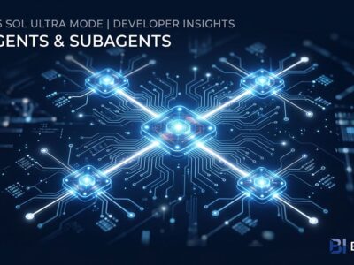 GPT-5.6 Sol Ultra Mode spawning parallel subagents - neural network diagram on dark blue background